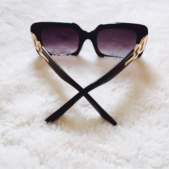 Camille Black Oversized Square Sunglasses - Picture 10 of 11